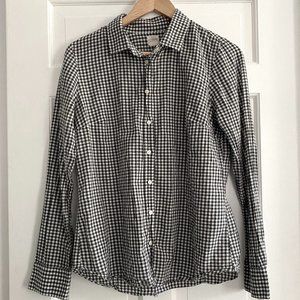 J Crew Black Gingham Perfect Shirt sz M